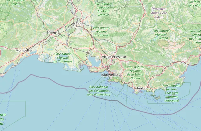 Carte de la Provence : cercle de pose d'environ 70 kilomètres autour de Marignane, couvrant Marseille, Aix-en-Provence, Vitrolles, Martigues, Salon-de-Provence, Arles, Avignon et Toulon. Livraison de panneaux dans toute la France.
